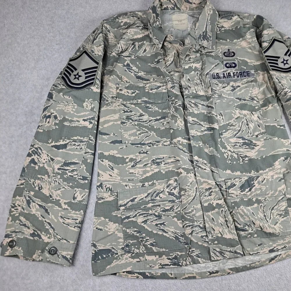 US Air Force Digital Camo Jacket Military Issue with Rank Stipes Sz. 44L